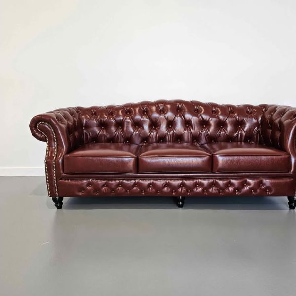 Bran new in box Red wine leather chesterfield style sofa